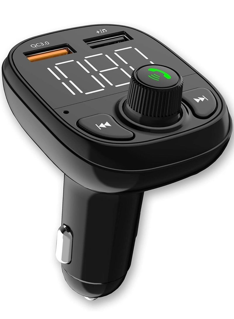 iSmart FM70 Wireless Car FM Modulator – Multifunction Travel Adapter with 3.4A Quick Charger, Large Display, TF Card, AUX, USB & Bluetooth Support – Hands-Free Music & Calls - Image 1