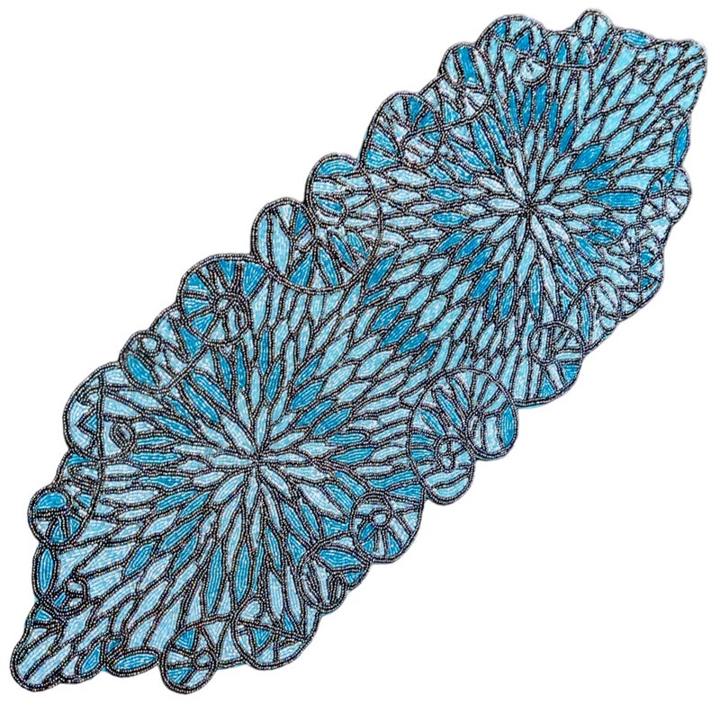 Beaded Table Runner 36inch Glitz Table Runner Decorative Runner Farmhouse Decor Table Runner Bridal Shower Beaded Table Runner Beaded Christmas Table Runner - Stone Sapphire