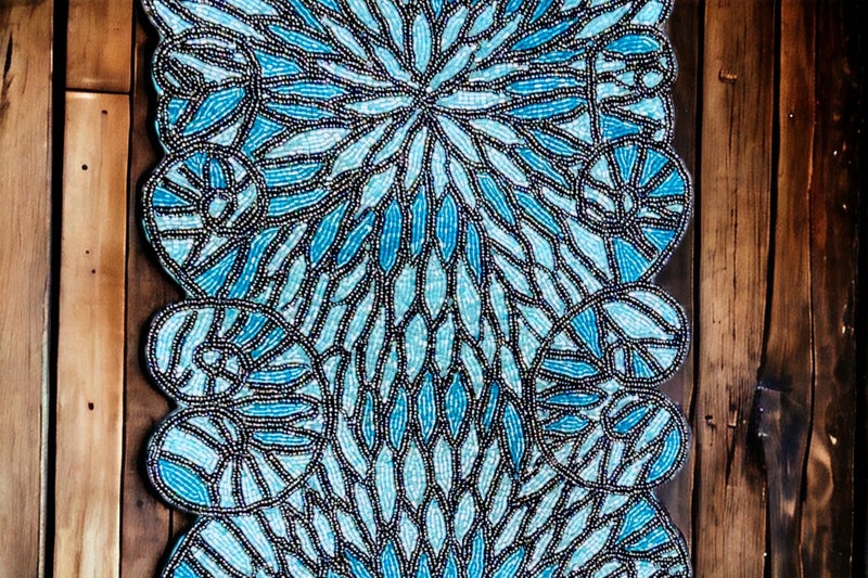 Beaded Table Runner 36inch Glitz Table Runner Decorative Runner Farmhouse Decor Table Runner Bridal Shower Beaded Table Runner Beaded Christmas Table Runner - Stone Sapphire