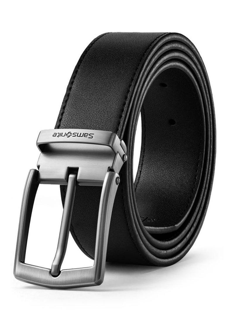 Samsonite Aamir II BIZ PIN Plate Leather Belt, Black|Stylish|Premium Quality|Classic Pin|Hole Free Belt - Image 1