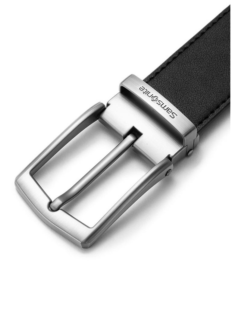 Samsonite Aamir II BIZ PIN Plate Leather Belt, Black|Stylish|Premium Quality|Classic Pin|Hole Free Belt - Image 3