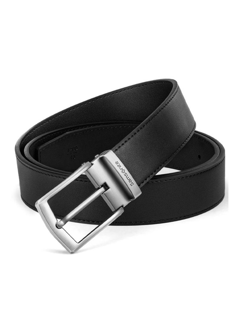 Samsonite Aamir II BIZ PIN Plate Leather Belt, Black|Stylish|Premium Quality|Classic Pin|Hole Free Belt - Image 5
