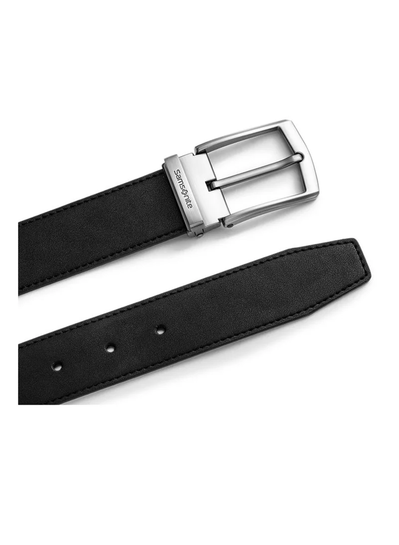 Samsonite Aamir II BIZ PIN Plate Leather Belt, Black|Stylish|Premium Quality|Classic Pin|Hole Free Belt