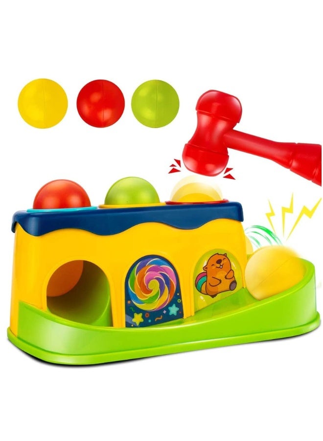 Hammering Pounding Bench Toys for Kids with Ball Roll Rover, Hammer Toy & 3 Balls | Pound a Ball Early Toy | Hammer Case Pounding Bench For Kids 1 2 3 Years Boys Girls (Hammer Toy) - Image 1