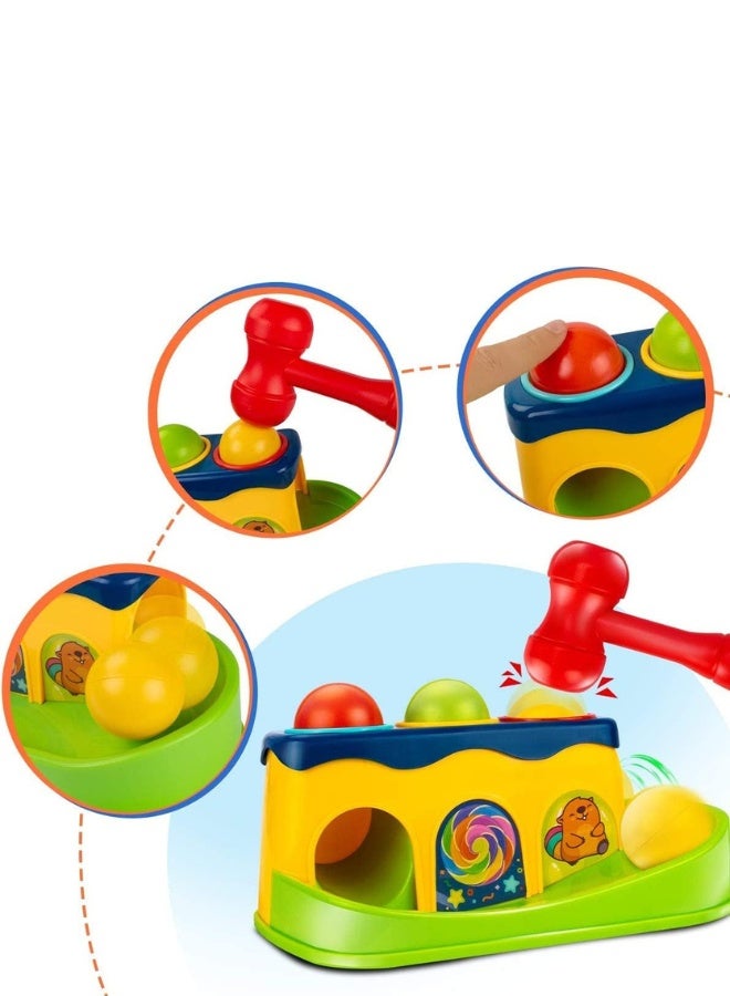Hammering Pounding Bench Toys for Kids with Ball Roll Rover, Hammer Toy & 3 Balls | Pound a Ball Early Toy | Hammer Case Pounding Bench For Kids 1 2 3 Years Boys Girls (Hammer Toy) - Image 3