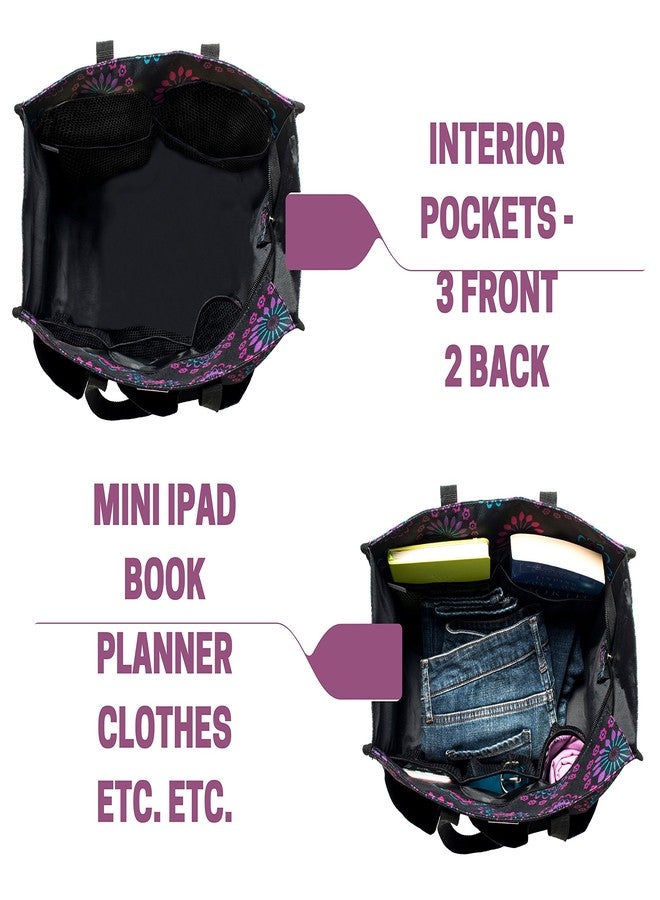 Pursetti Utility Tote with Pockets & Compartments-Perfect Nurse Tote Bag, Teacher Bag, Work Bags for Women & Craft Tote (Purple Circle_Large) - Image 4