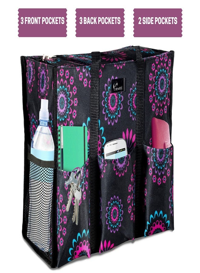 Pursetti Utility Tote with Pockets & Compartments-Perfect Nurse Tote Bag, Teacher Bag, Work Bags for Women & Craft Tote (Purple Circle_Large) - Image 3