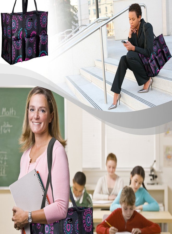 Pursetti Utility Tote with Pockets & Compartments-Perfect Nurse Tote Bag, Teacher Bag, Work Bags for Women & Craft Tote (Purple Circle_Large) - Image 5