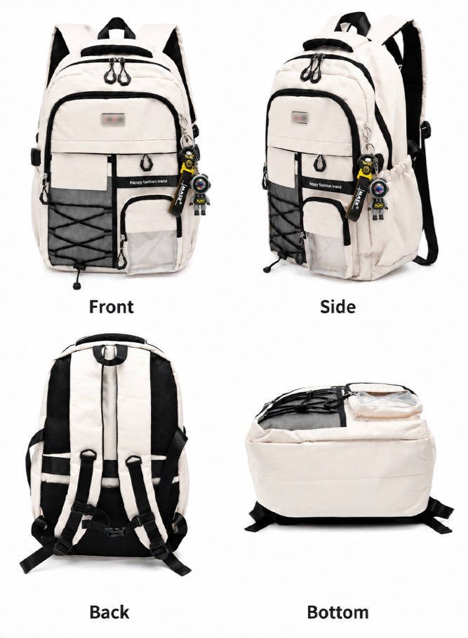 SHABILI Men Women Nylon Large-Capacity Backpack Laptop School Bag,Gents Ladies Multi-Pocket College Bag with Reflective Straps, Waterproof and Durable, for Teen Boy Girls Daily Travel and Casual Use - Image 4