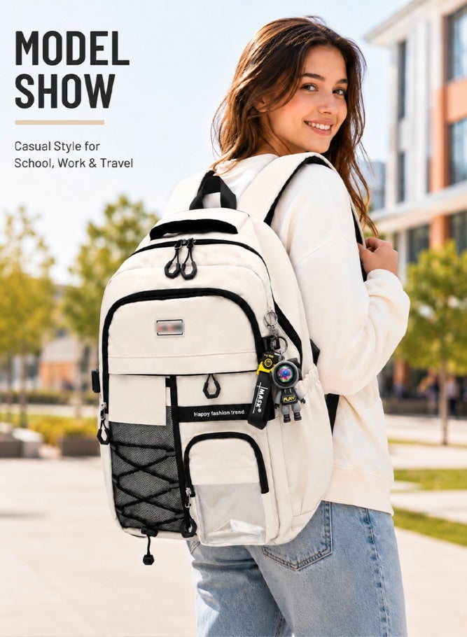 SHABILI Men Women Nylon Large-Capacity Backpack Laptop School Bag,Gents Ladies Multi-Pocket College Bag with Reflective Straps, Waterproof and Durable, for Teen Boy Girls Daily Travel and Casual Use - Image 2