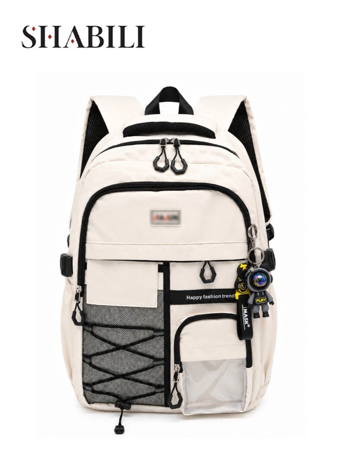 SHABILI Men Women Nylon Large-Capacity Backpack Laptop School Bag,Gents Ladies Multi-Pocket College Bag with Reflective Straps, Waterproof and Durable, for Teen Boy Girls Daily Travel and Casual Use - Image 1