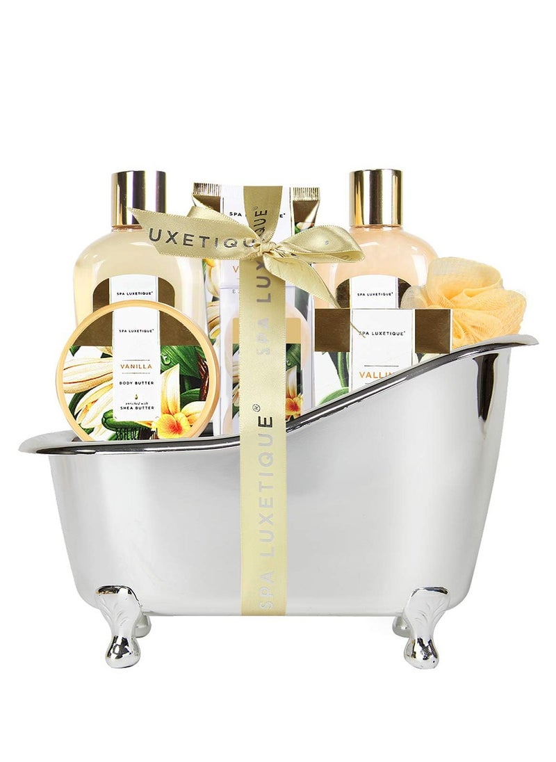 spa luxetique Gifts for Women, Spa Luxetique Spa Gift Baskets for Women, 8 Pcs Vanilla Bath Sets for Women Gift, Bubble Bath Set for Women Gift, Vanilla Gift Sets for Women,Mothers Day Gifts for Mom  - Image 1