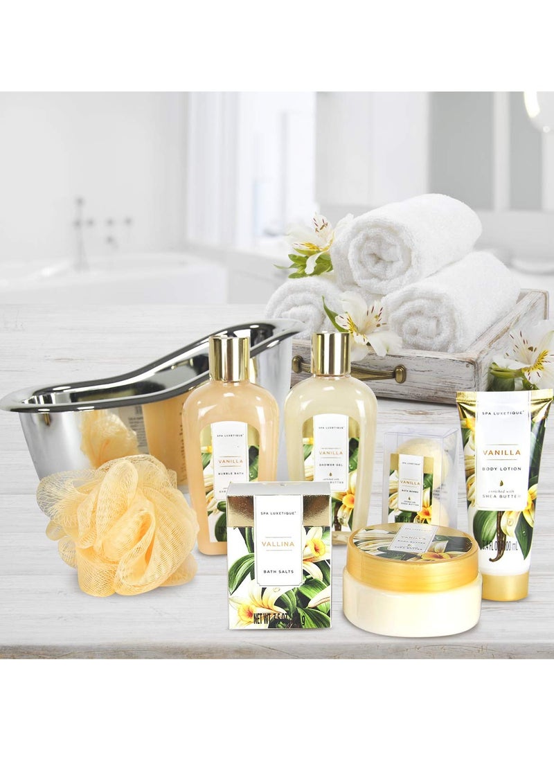 spa luxetique Gifts for Women, Spa Luxetique Spa Gift Baskets for Women, 8 Pcs Vanilla Bath Sets for Women Gift, Bubble Bath Set for Women Gift, Vanilla Gift Sets for Women,Mothers Day Gifts for Mom  - Image 5