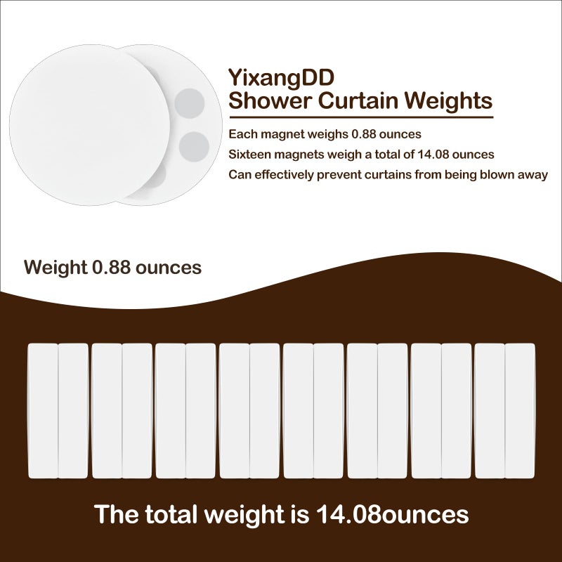 YixangDD 16 Pack Shower Curtain Weights, Rubber Covered Magnetic Curtain Weights, Shower Magnets for Curtain Liner Prevent from Blowing Around, Work for Drapery, Flag, Tablecloth (8 Pairs) - Image 3