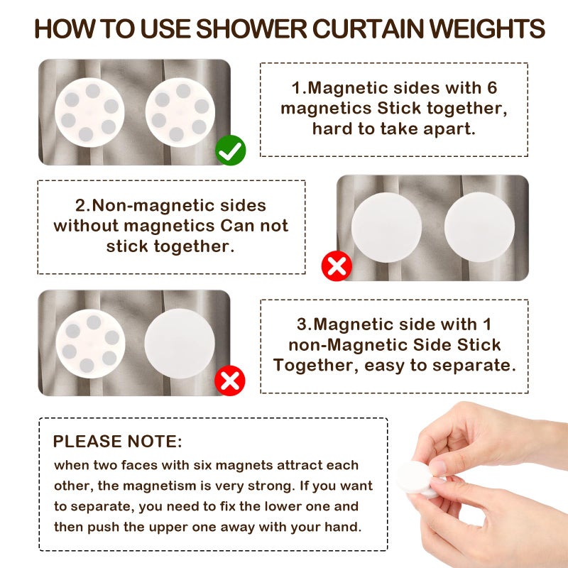 YixangDD 16 Pack Shower Curtain Weights, Rubber Covered Magnetic Curtain Weights, Shower Magnets for Curtain Liner Prevent from Blowing Around, Work for Drapery, Flag, Tablecloth (8 Pairs) - Image 2