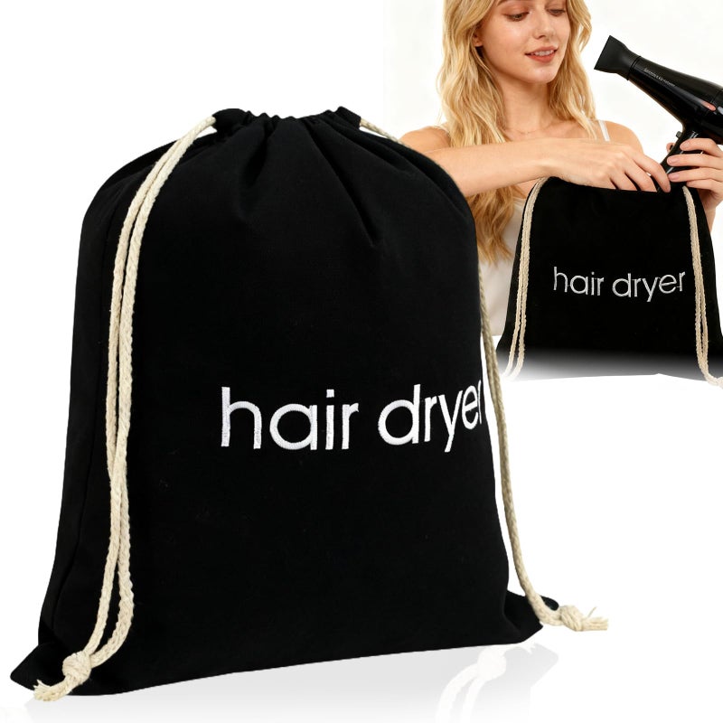 CHIAOJIHE Hair Dryer Bag Drawstring Blow Dryer Bag Hairdryer Bag for Travel and Bathroom, Hair Dryer Case, Dust Storage (Black) - Image 1