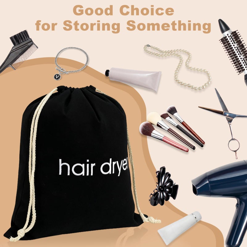 CHIAOJIHE Hair Dryer Bag Drawstring Blow Dryer Bag Hairdryer Bag for Travel and Bathroom, Hair Dryer Case, Dust Storage (Black) - Image 5
