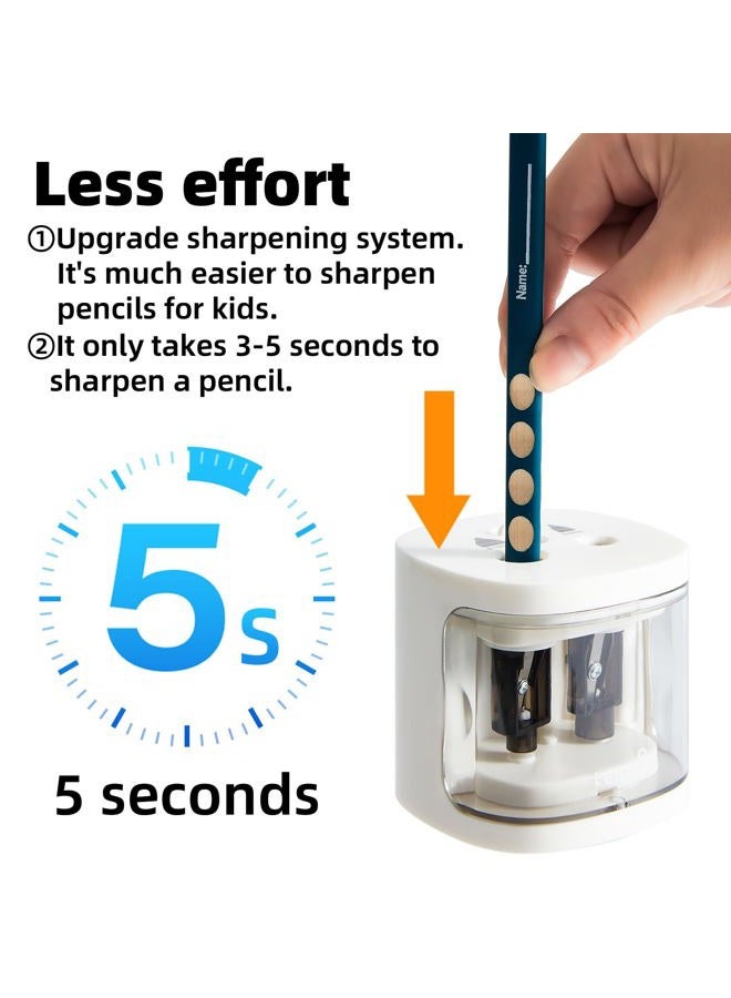 tenwin Electric Pencil Sharpener, Dual Hole Pencil Sharpeners Battery Powered, Small&Portable, Fit for 6-12mm No.2/Colored Pencils, Kids, School/Home (White) - Image 3