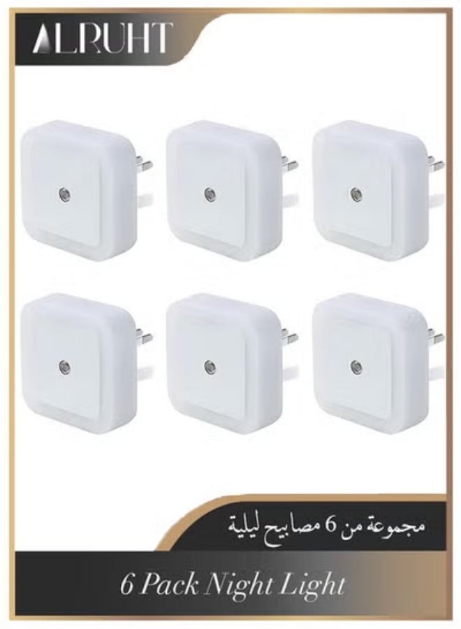 الروهيت مجموعة من 6 مصابيح LED صغيرة ليلية، مصابيح ليلية قابلة للتوصيل بقوة 0.5 وات مع مستشعر من الغسق إلى الفجر، مصابيح بجانب السرير للممر والسلالم والمطبخ والحمام وغرفة النوم، إضاءة دافئة - Image 1
