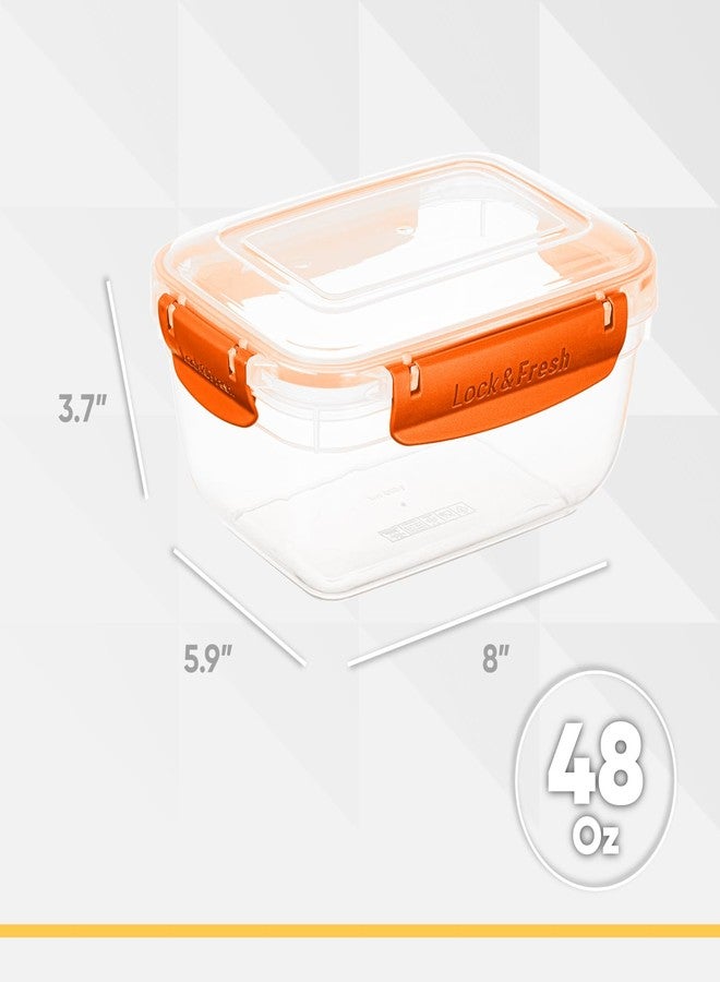 Superio Plastic Food Storage Containers with Airtight Lids, 2 Pack- 48 Oz, BPA Free, Leakproof, Stackable, Microwave, Dishwasher, Freezer Safe, Orange - Image 2