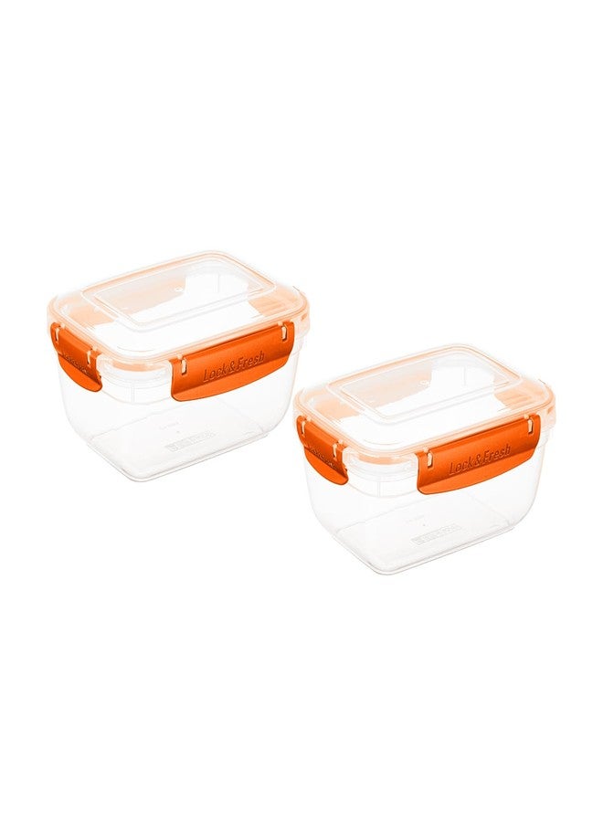 Superio Plastic Food Storage Containers with Airtight Lids, 2 Pack- 48 Oz, BPA Free, Leakproof, Stackable, Microwave, Dishwasher, Freezer Safe, Orange - Image 1