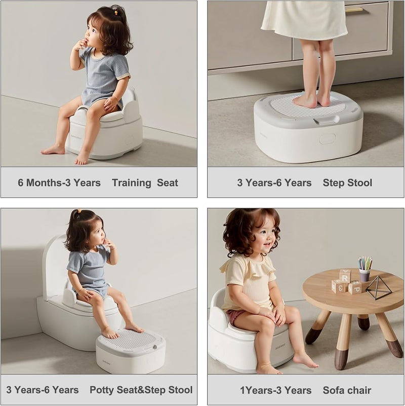 Bebamour 3-in-1 Multi-Functional Potty Seat & Step Stool, Grey - Image 4
