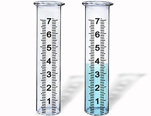 BIUWING 7" Capacity Glass rain Gauge Replacement Tube for Outdoors Yard Garden with Lip, Best Rated, Easy to Read (2 pcs) - Image 1