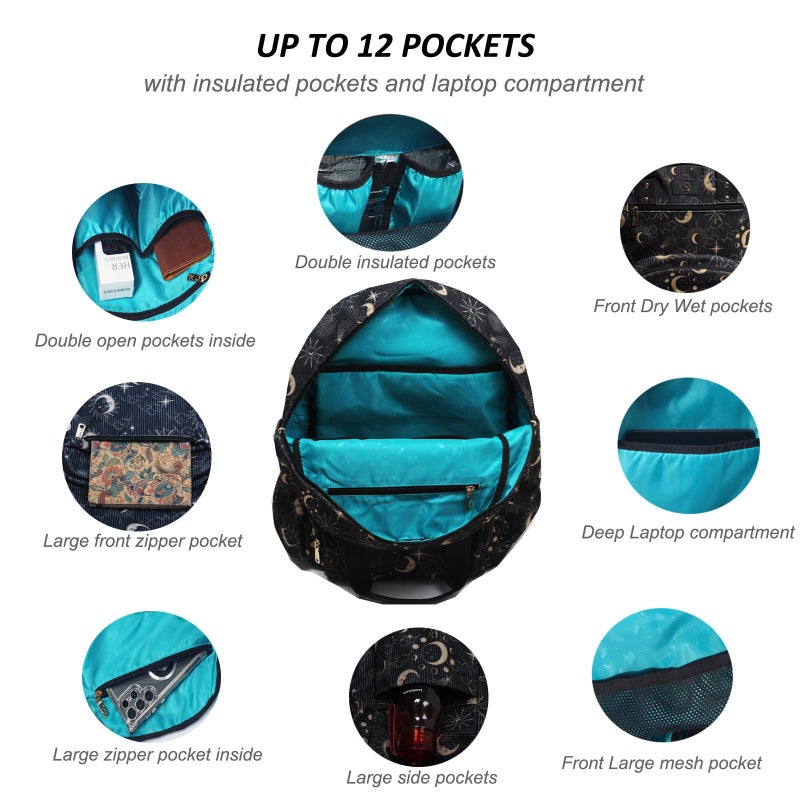 ESVAN Diaper Bag Backpack, Large Capacity Multifunction Baby Essentials Fashion Travel Pack Linen Canvas office Laptop Bag (Corduroy Black Moon) - Image 4