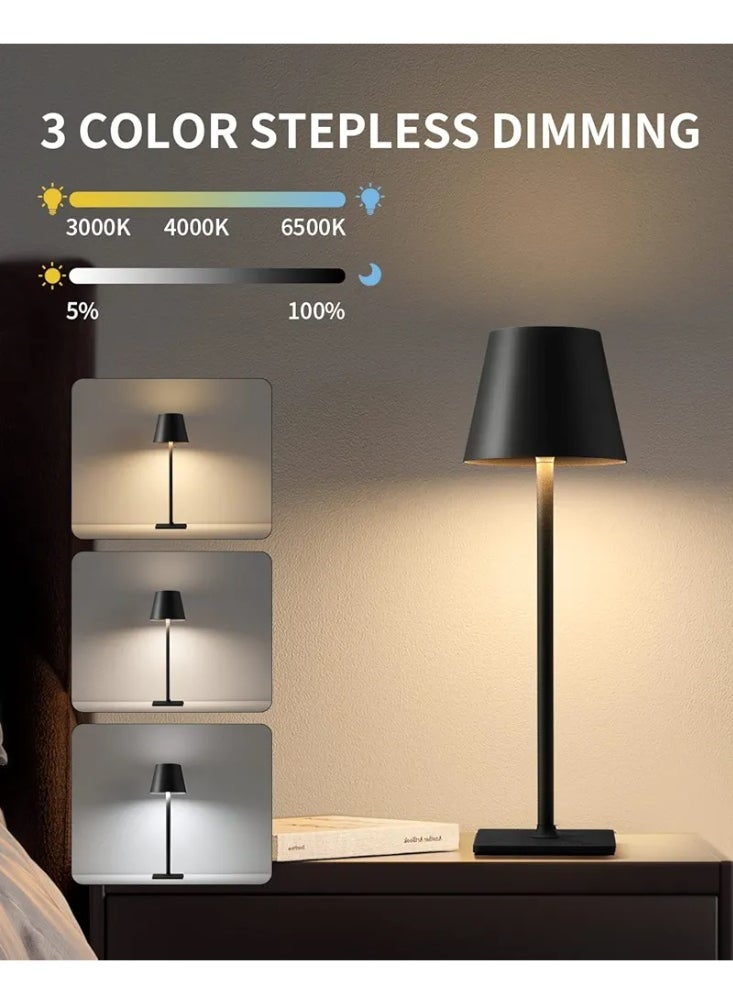 Generic Leonchi Cordless Table Lamp, 3 Color Dimmable Desk Lamp, IP54 Waterproof Table Lamp for Restaurant, Bedroom, Outdoor Party, Camping, Cafe, Rechargeable  - Image 1