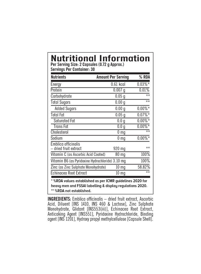 GNC Immune Formula | 60 Veg Capsules | Strengthens Immune System | Reduces Common Cold Risks | Protects Against Infections | Vitamin C, Zinc, Amla & Vitamin B6 | For Men & Women - Image 5