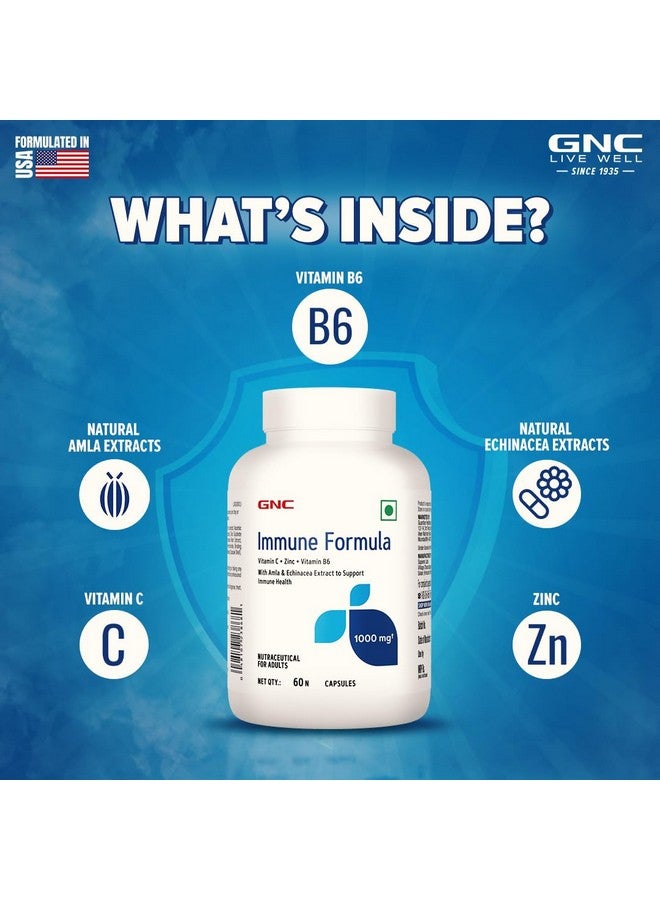 GNC Immune Formula | 60 Veg Capsules | Strengthens Immune System | Reduces Common Cold Risks | Protects Against Infections | Vitamin C, Zinc, Amla & Vitamin B6 | For Men & Women - Image 3