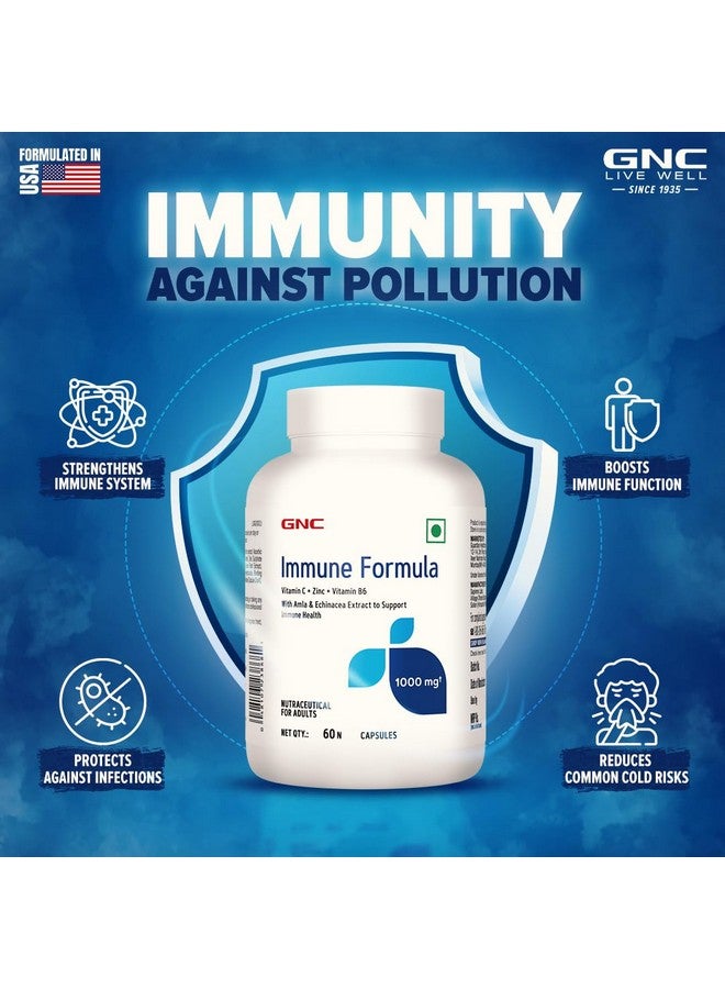 GNC Immune Formula | 60 Veg Capsules | Strengthens Immune System | Reduces Common Cold Risks | Protects Against Infections | Vitamin C, Zinc, Amla & Vitamin B6 | For Men & Women - Image 2