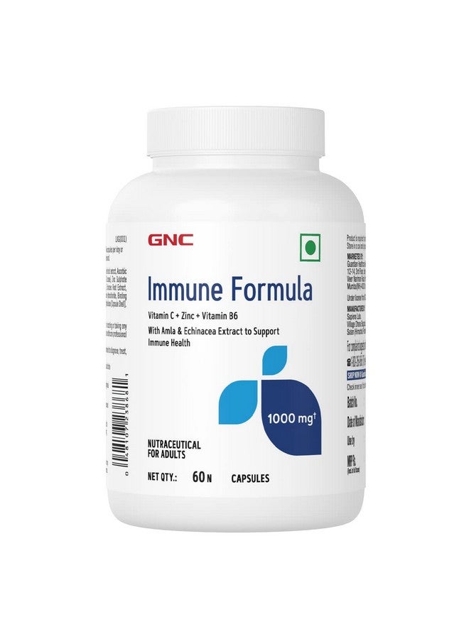 GNC Immune Formula | 60 Veg Capsules | Strengthens Immune System | Reduces Common Cold Risks | Protects Against Infections | Vitamin C, Zinc, Amla & Vitamin B6 | For Men & Women - Image 1