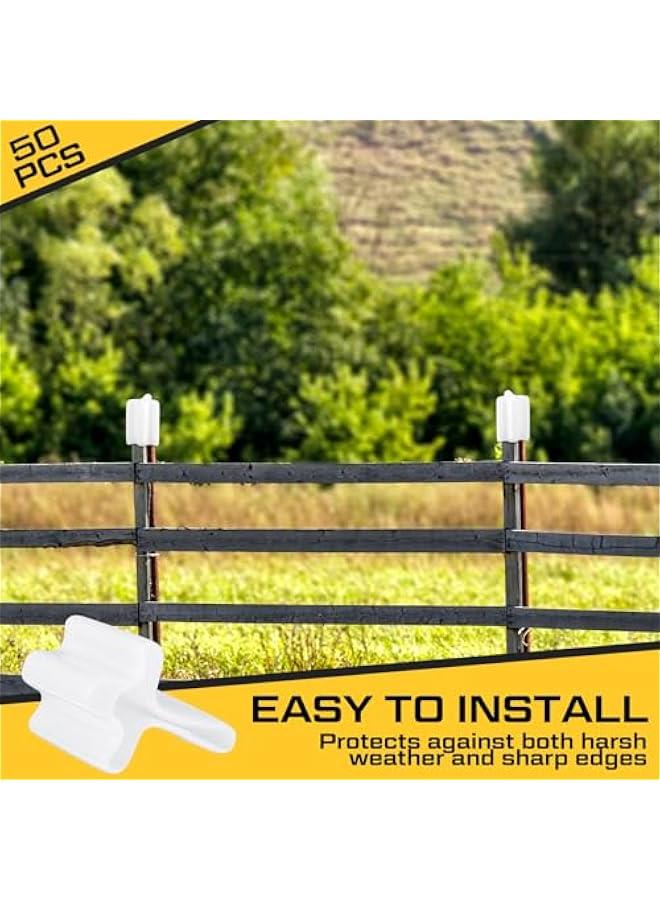Arabest 50 Pcs Safe T Post Cap T Post Vinyl Safety Cap T Post Topper (White) - Image 4