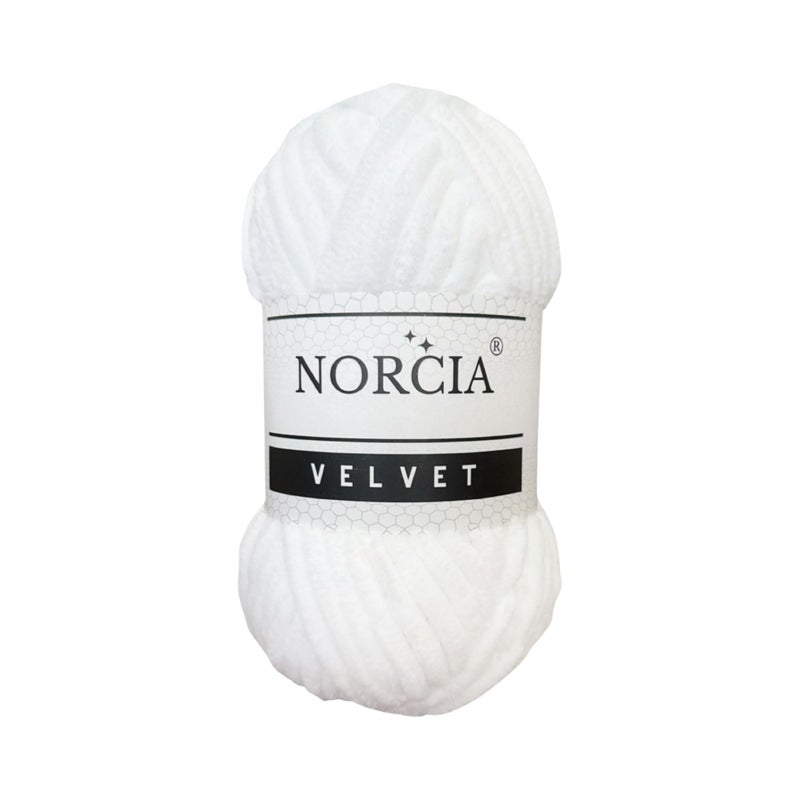 NORCIA Soft Velvet Yarn Chenille Yarn for Crocheting Super Bulky 100g 743 yds Baby Blanket Yarn for Knitting Amigurumi Yarn for Crochet Weaving Craft White 1 Skein