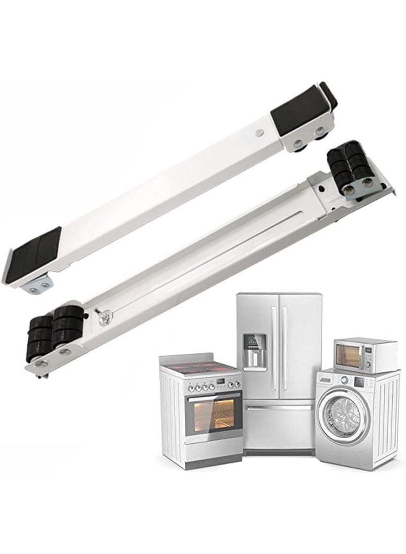 أكاليكس قاعدة أجهزة قابلة للتعديل شديدة التحمل مع بكرة متحركة للأجهزة المنزلية والغسالات والثلاجات والمجففات وغسالات الأطباق والمعدات ذات العجلات ووسادة مانعة للانزلاق مع فرامل - Image 1