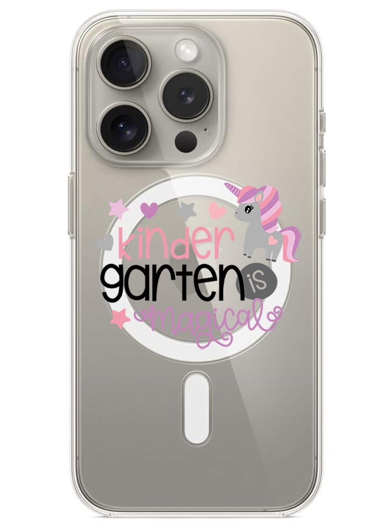 Theodor Magnetic Case for iPhone 15 Pro 6.1-inch Compatible with MagSafe Wireless Charging, Shockproof Phone Bumper Cover Kinder garden magical copy - Image 1