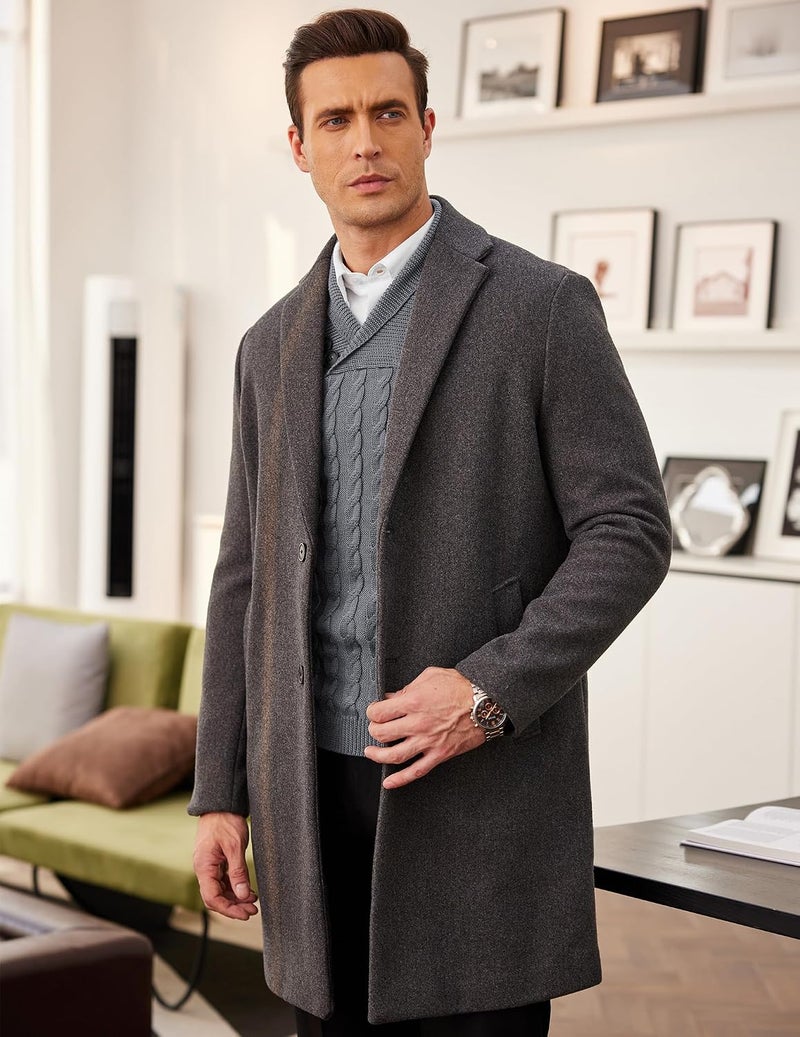 COOFANDY Men's Shawl Collar Pullover Sweater Slim Fit Casual Button Cable Knit Sweater, Grey, XXL - Image 5