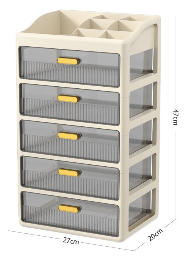 Generic 5 Layer Plastic Desktop Storage Box with Drawer Multi-functional Desk Organizer Office Stationery Storage Cabinet,Cosmetic Organizer Storage Case Stackable Storage Drawers,Desktop Storage Box for Office Home,27x20x47cm  - Image 2