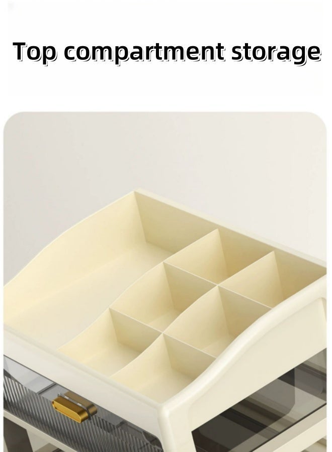 MLADEN صندوق تخزين سطح مكتب بلاستيكي من 5 طبقات مع درج منظم مكتب متعدد الوظائف خزانة تخزين أدوات مكتبية مكتبية، صندوق تخزين منظم مستحضرات التجميل أدراج تخزين قابلة للتكديس، صندوق تخزين سطح مكتب للمنزل، 27x20x47 سم - Image 5