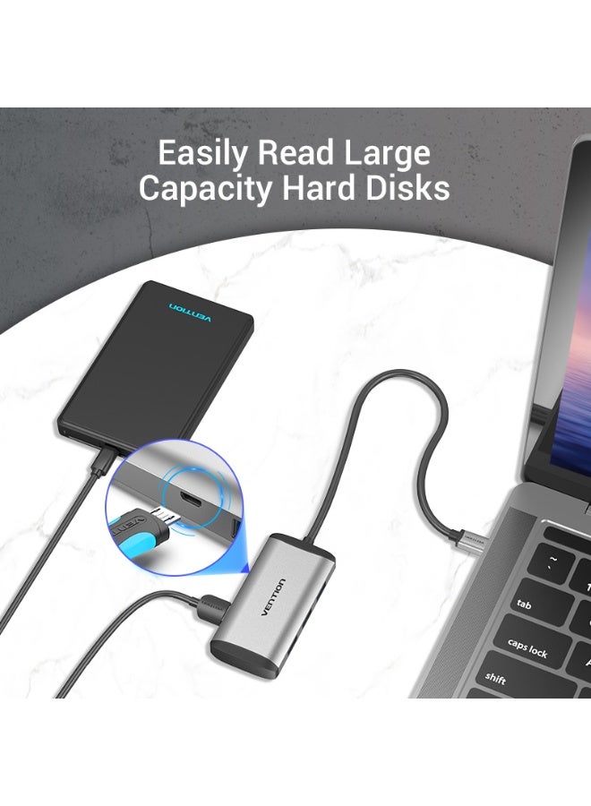 VENTION Type-C to USB3.0*4/Micro USB Hub 0.15m Gray Metal Type Model # TGCHB - Image 5