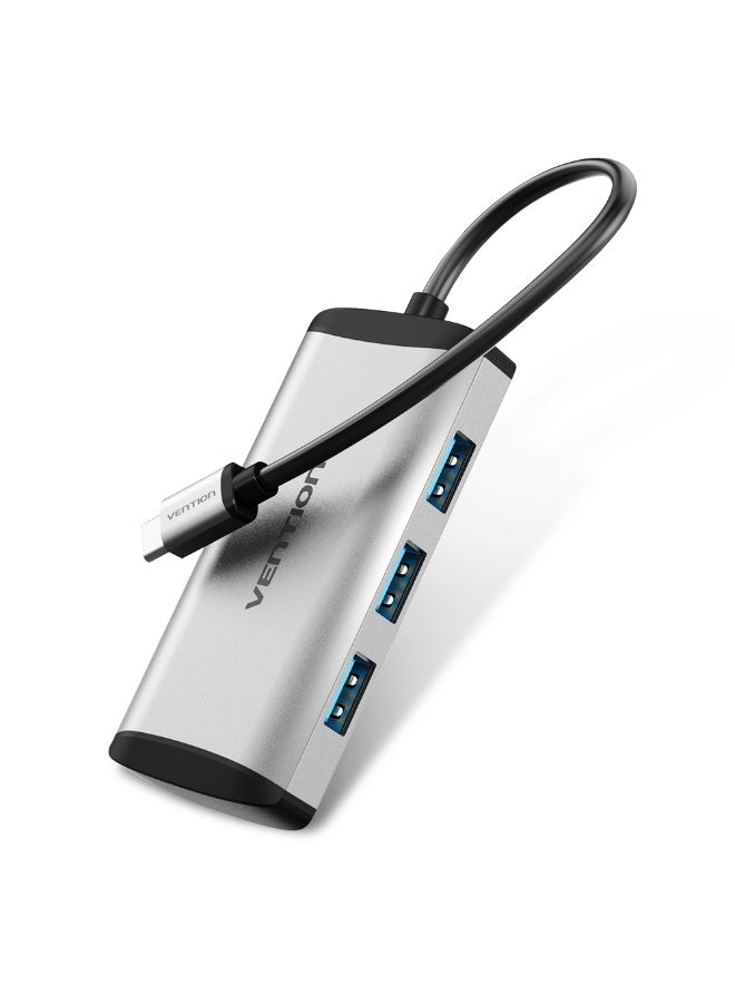 VENTION Type-C to USB3.0*4/Micro USB Hub 0.15m Gray Metal Type Model # TGCHB - Image 1
