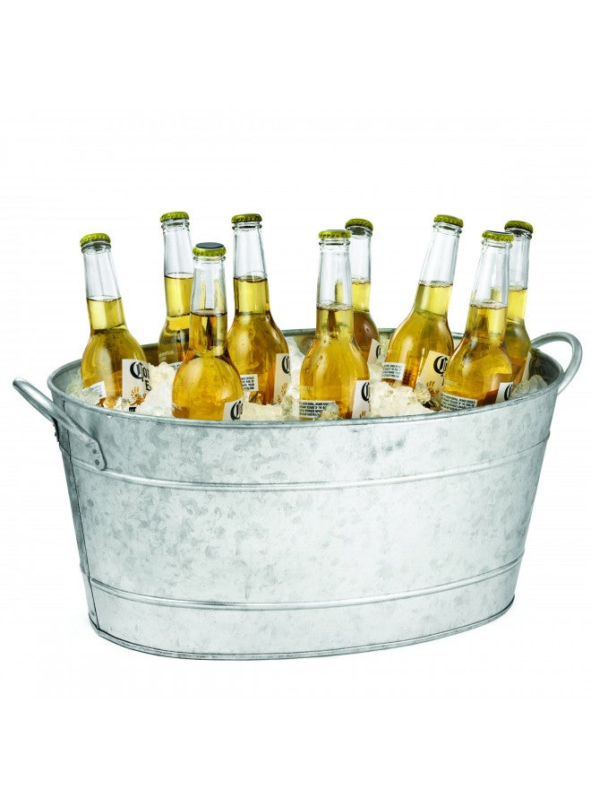 Tablecraft Galvanized Oval Beverage Tub, 5.5 Gallons - Image 1