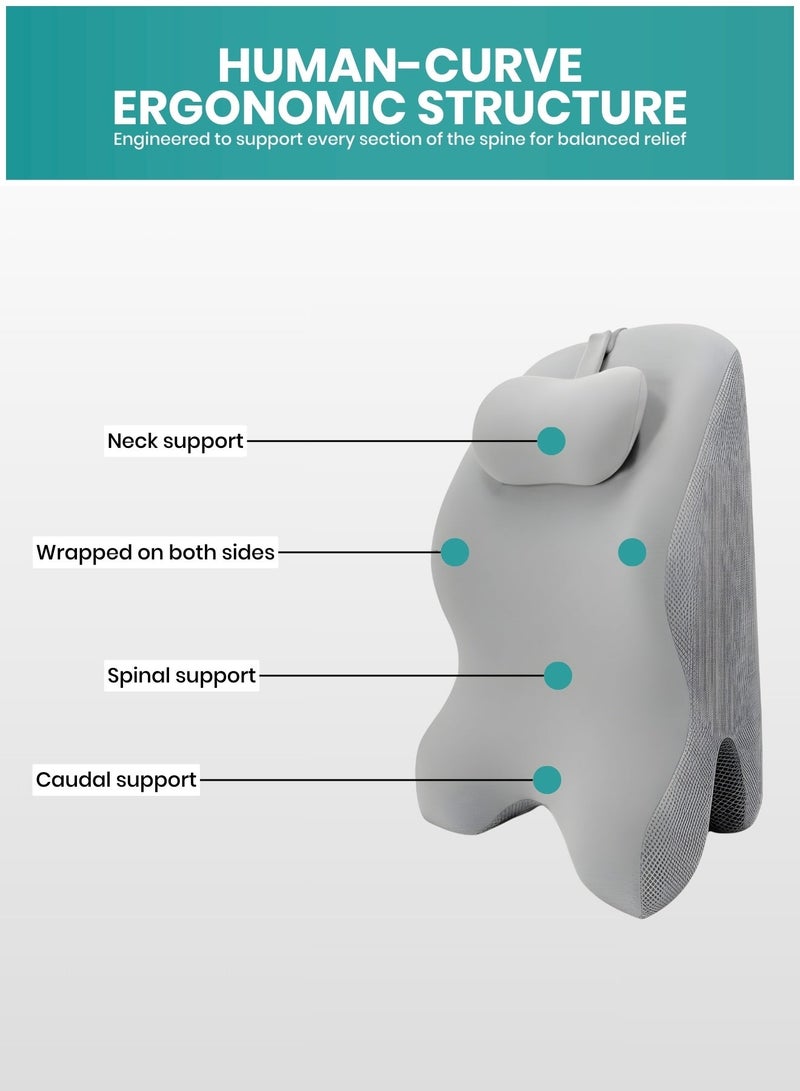 ZESTU Ergonomic Face Down Memory Foam Wedge Pillow with Small Support Cushion – Adult Prone Pillow for Sleeping, Reading, and Neck & Back Pain Relief – Multi-Purpose Bed Triangle Pillow for Legs, Knees & Sitting, Grey - Image 5
