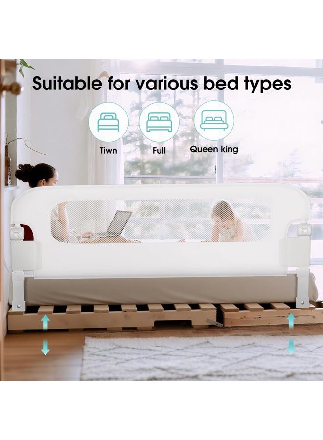 NUTIKAS Baby Bed Rail Guard for Toddlers - 70" Toddler Bed Rails for Twin, Full, Queen, King Bunk Size Bed Swing Down Bedrail Extral Tall Child Safety Side Railing Guards for Kids White - Image 4