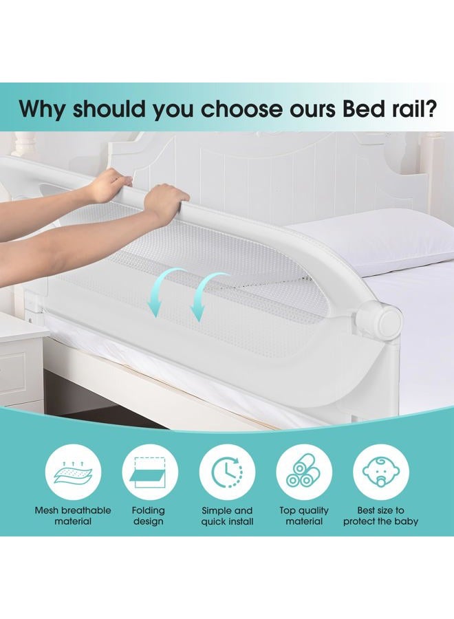 NUTIKAS Baby Bed Rail Guard for Toddlers - 70" Toddler Bed Rails for Twin, Full, Queen, King Bunk Size Bed Swing Down Bedrail Extral Tall Child Safety Side Railing Guards for Kids White - Image 3