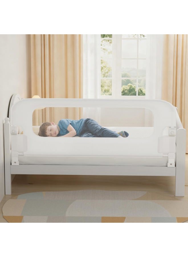 NUTIKAS Baby Bed Rail Guard for Toddlers - 70" Toddler Bed Rails for Twin, Full, Queen, King Bunk Size Bed Swing Down Bedrail Extral Tall Child Safety Side Railing Guards for Kids White - Image 1