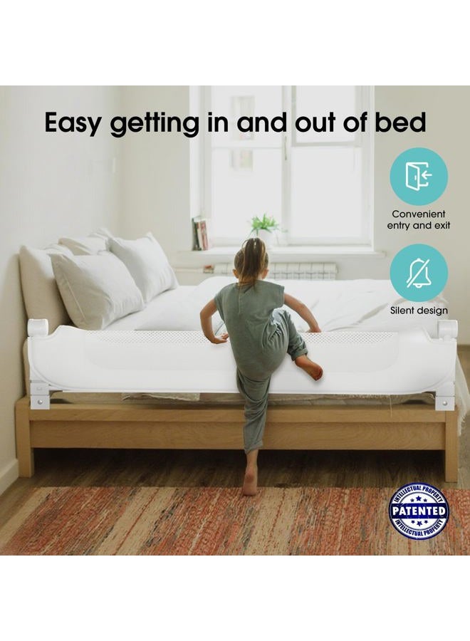NUTIKAS Baby Bed Rail Guard for Toddlers - 70" Toddler Bed Rails for Twin, Full, Queen, King Bunk Size Bed Swing Down Bedrail Extral Tall Child Safety Side Railing Guards for Kids White - Image 2