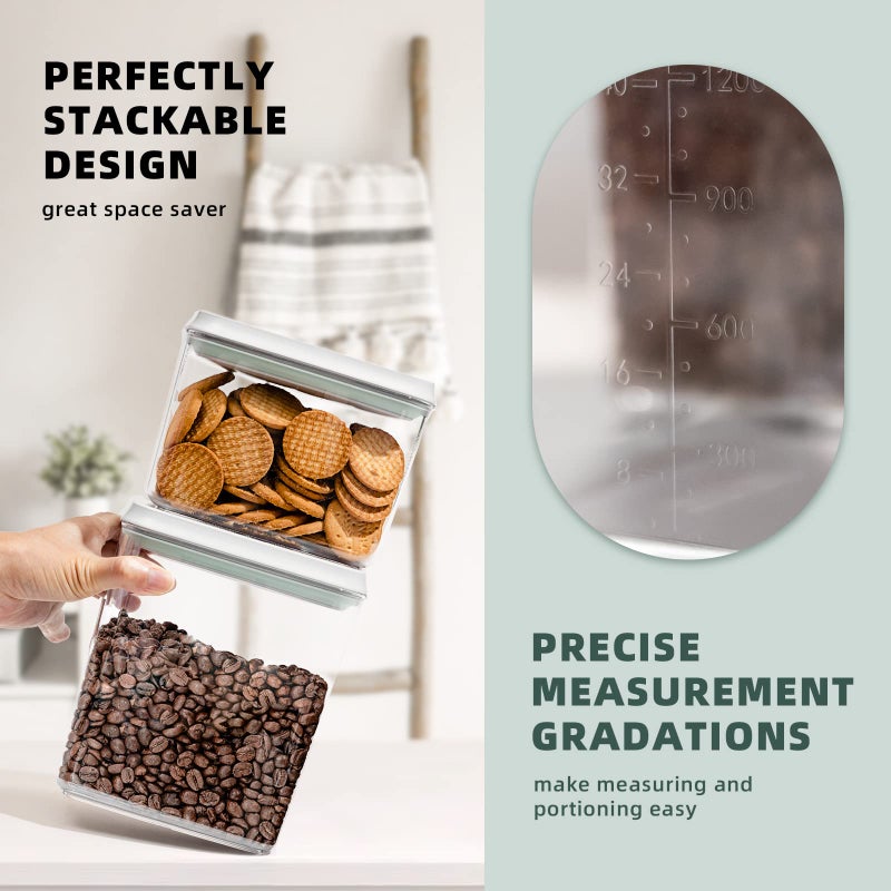 Tourdeus Pop Up Lid Food Storage Containers  Clear Storage Containers For Pantry Airtight Kitchen Containers Storage Set - 5 Pack For Cereal  Flour And Sugar  3.5Qt  2.9Qt  2.1Qt  1.3Qt  0.6Qt - Image 5