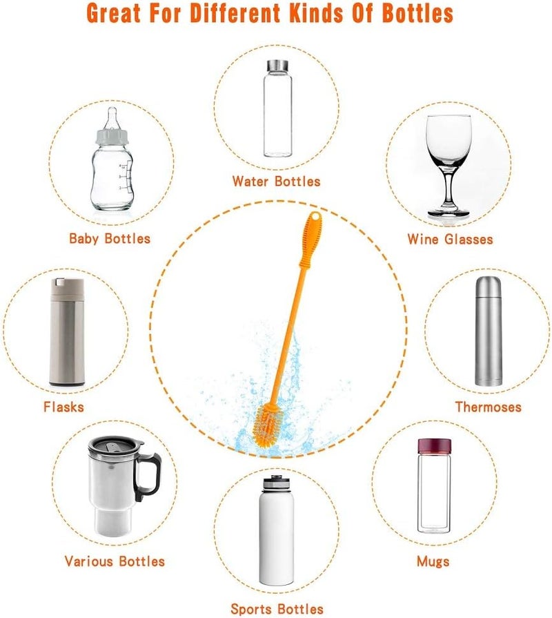 ddLUCK Silicone Bottle Cleaning Brush with Long Handle, Water Bottle Cleaner for Baby Bottles, Hydro Flask, Sports Bottle, Vase, Glassware, Perfect for Smaller Diameter Bottle Openings (Qty 1) - Image 5